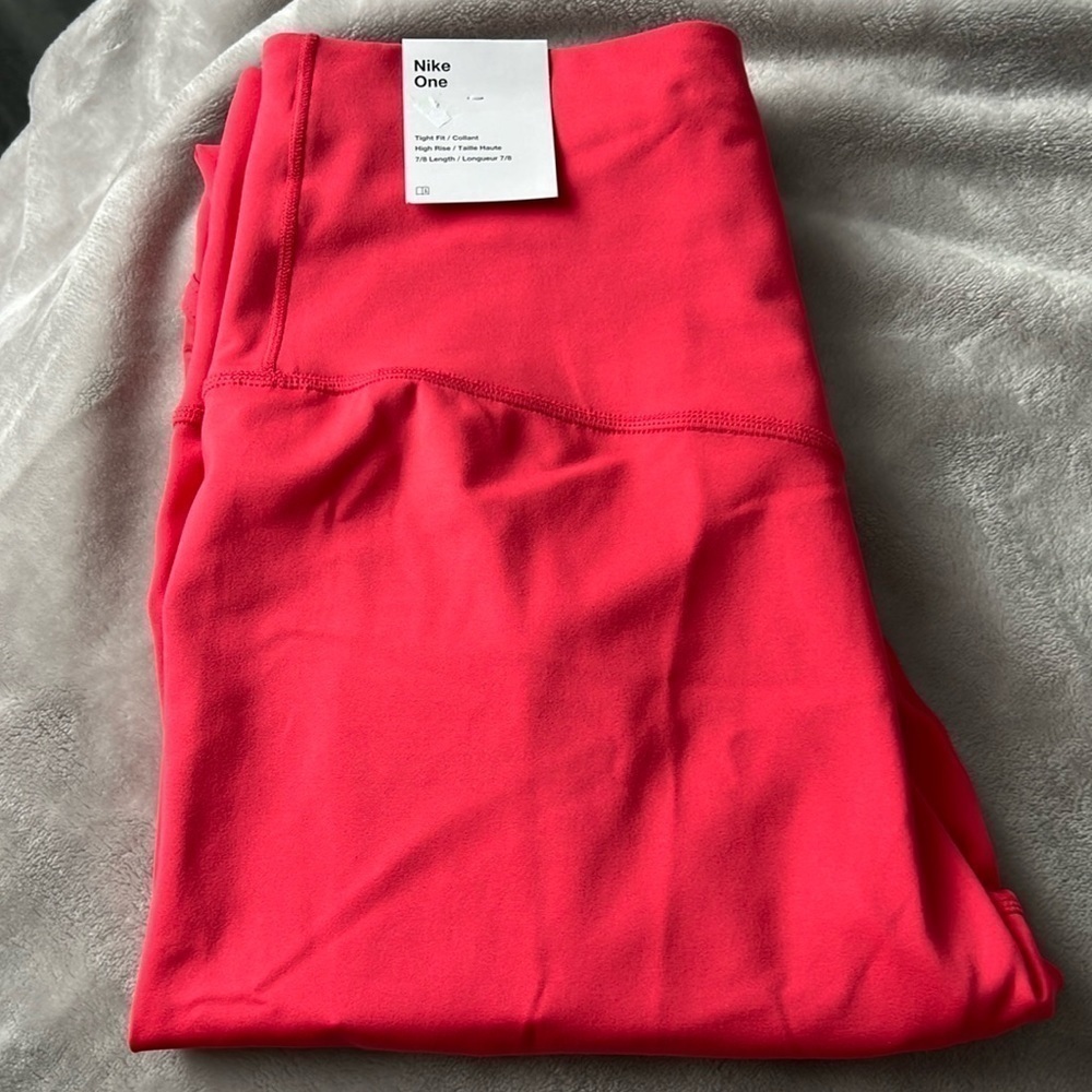 Nike Dri Fit 7/8 leggings Medium beautiful pink with mesh High Rise - Picture 12 of 13